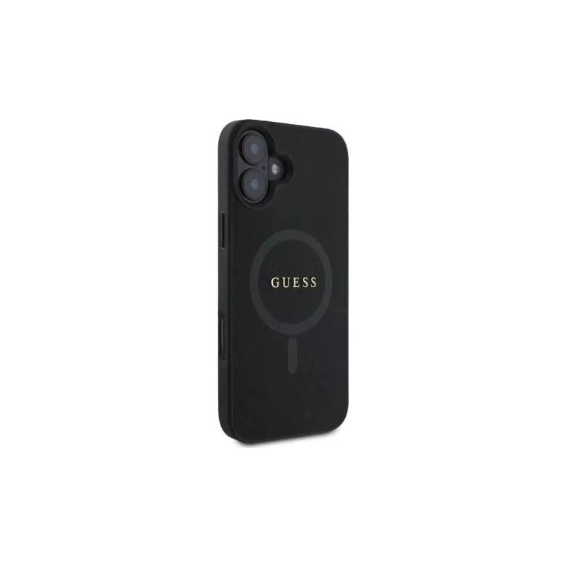 Guess GUHMP16SPSAHMCK funda rígida Saffiano Classic Logo MagSafe para iPhone 16 6,1