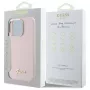 Guess GUHCP16XSMBSLP iPhone 16 Pro Max 6,9 inch rosa funda rígida de silicona con logo metálico Script y marco