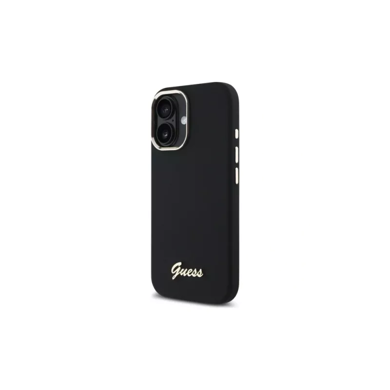 Guess GUHCP16MSMBSLK funda rígida Silicon Script Metal Logo & Frame para Apple iPhone 16 Plus 6,7