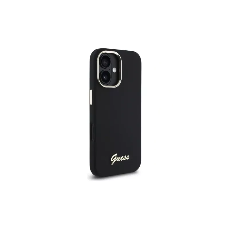 Guess GUHCP16MSMBSLK funda rígida Silicon Script Metal Logo & Frame para Apple iPhone 16 Plus 6,7