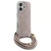 Guess GUHCP16SHC4SEP funda rígida con cordón crossbody 4G Print para iPhone 16 6,1
