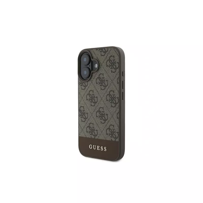 Guess funda 4G Bottom Stripe para iPhone 16 Plus (marrón)