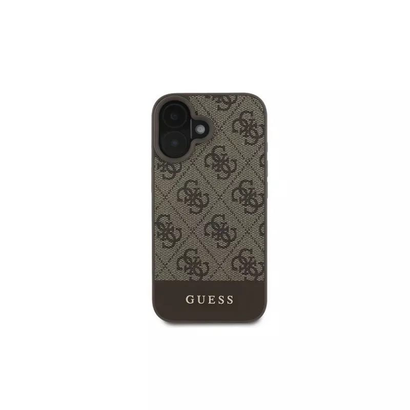 Guess funda 4G Bottom Stripe para iPhone 16 Plus (marrón)