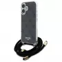 Guess GUHCP16SHC4SEK funda rígida con cordón crossbody 4G Print para iPhone 16 6,1