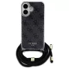 Guess GUHCP16SHC4SEK funda rígida con cordón crossbody 4G Print para iPhone 16 6,1