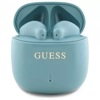 Guess auriculares Bluetooth TWS Printed Classic Logo con estuche de carga (turquesa)