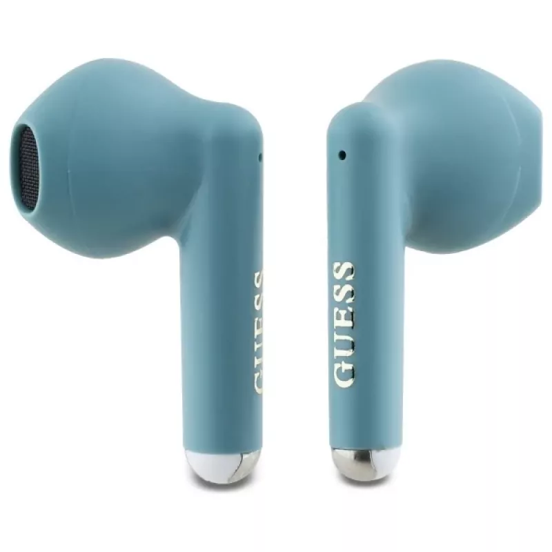 Guess auriculares Bluetooth TWS Printed Classic Logo con estuche de carga (turquesa)