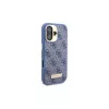 Guess GUHMP16SU4GPRB funda rígida para iPhone 16 6.1 azul 4G Logo Plate MagSafe