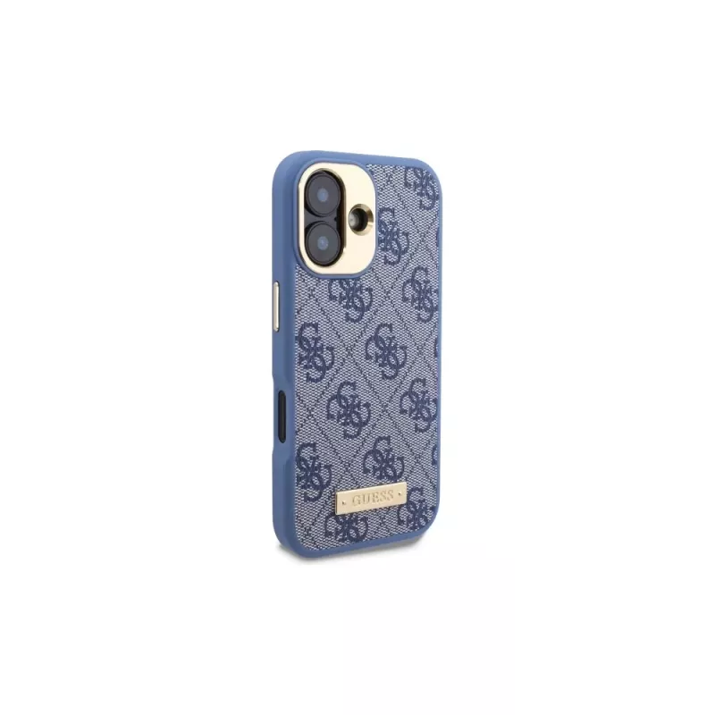 Guess GUHMP16MU4GPRB funda rígida para iPhone 16 Plus 6.7 azul 4G Logo Plate MagSafe