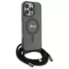 Guess GUHMP16LHCTSGNSK funda rígida Crossbody Cord Script MagSafe para iPhone 16 Pro 6.3 negra