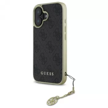 Guess GUHCP16SGF4GGR funda rígida para iPhone 16 6,1 inch negra 4G Charms Collection