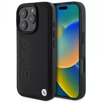 BMW funda rígida de piel Hot Stamp para iPhone 16 Pro 6,3