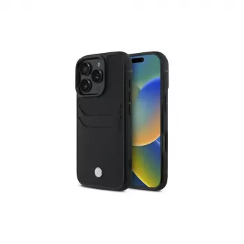 BMW funda rígida de piel Signature con compartimento para tarjetas para Apple iPhone 16 Pro Max 6,9