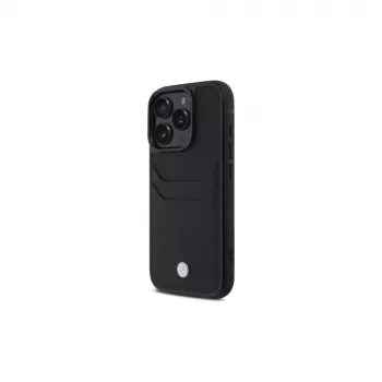BMW funda rígida de piel Signature con compartimento para tarjetas para Apple iPhone 16 Pro Max 6,9