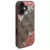 Guess GUHMP16SP4ROPEMCW Funda rígida para Apple iPhone 16 6,1 inch marrón 4G Flowers Print MagSafe