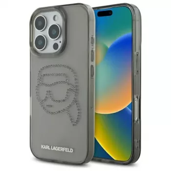 Karl Lagerfeld IML Rhinestones Karl Head Funda para iPhone 16 Pro Max (negro)