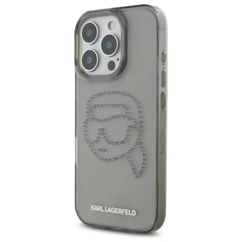 Karl Lagerfeld IML Rhinestones Karl Head Funda para iPhone 16 Pro Max (negro)