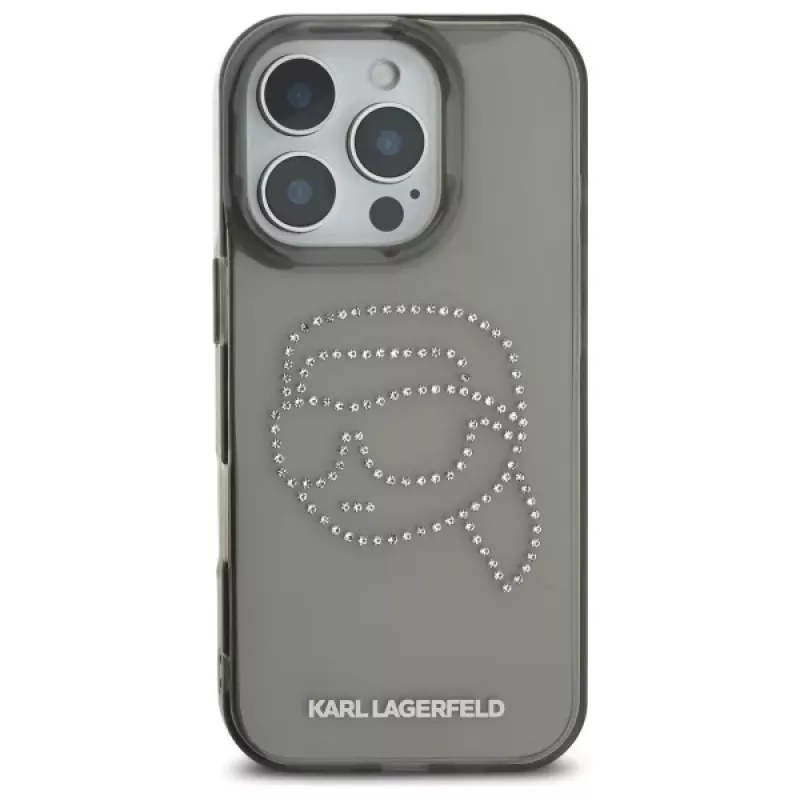 Karl Lagerfeld IML Rhinestones Karl Head Funda para iPhone 16 Pro Max (negro)