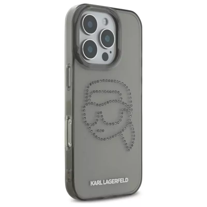 Karl Lagerfeld IML Rhinestones Karl Head Funda para iPhone 16 Pro Max (negro)