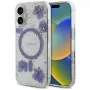 Guess Resin Flowers Glitter Funda MagSafe para iPhone 16 lila