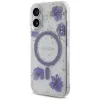 Guess Resin Flowers Glitter Funda MagSafe para iPhone 16 lila