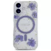 Guess Resin Flowers Glitter Funda MagSafe para iPhone 16 lila