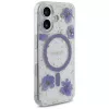 Guess Resin Flowers Glitter Funda MagSafe para iPhone 16 lila