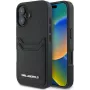 Karl Lagerfeld HC Grained PU Card Slot Metal Elongated Funda para iPhone 16, negro