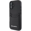 Karl Lagerfeld HC Grained PU Card Slot Metal Elongated Funda para iPhone 16, negro