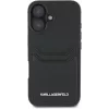 Karl Lagerfeld HC Grained PU Card Slot Metal Elongated Funda para iPhone 16, negro