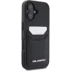 Karl Lagerfeld HC Grained PU Card Slot Metal Elongated Funda para iPhone 16, negro
