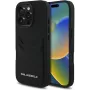 KARL LAGERFELD HC Grained PU Card Slot Metal Elongated Funda para iPhone 16 Pro negra