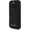 KARL LAGERFELD HC Grained PU Card Slot Metal Elongated Funda para iPhone 16 Pro negra
