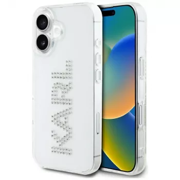 KARL LAGERFELD IML Rhinestones Logo Funda trasera para Apple iPhone 16 - transparente