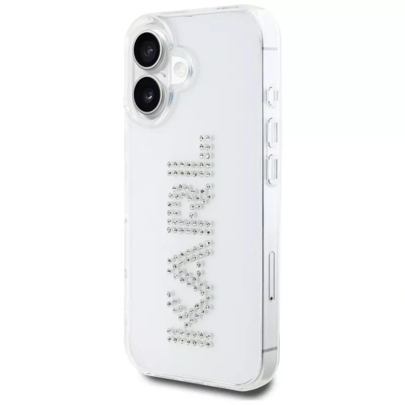 KARL LAGERFELD IML Rhinestones Logo Funda trasera para Apple iPhone 16 - transparente