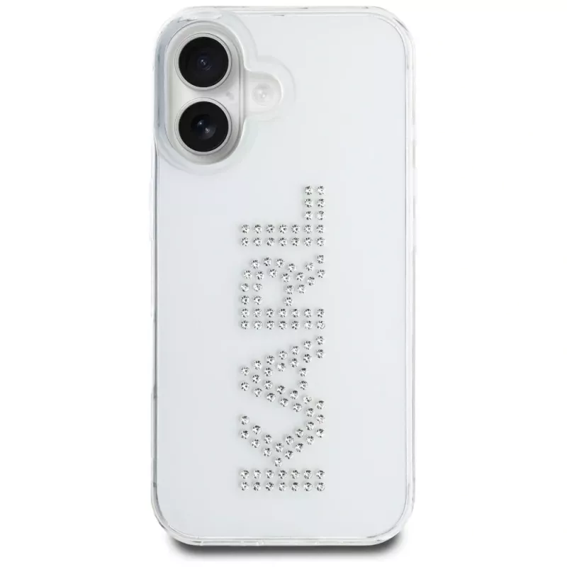 KARL LAGERFELD IML Rhinestones Logo Funda trasera para Apple iPhone 16 - transparente
