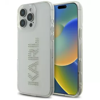 Karl Lagerfeld IML Rhinestones Logo Funda para iPhone 16 Pro, transparente