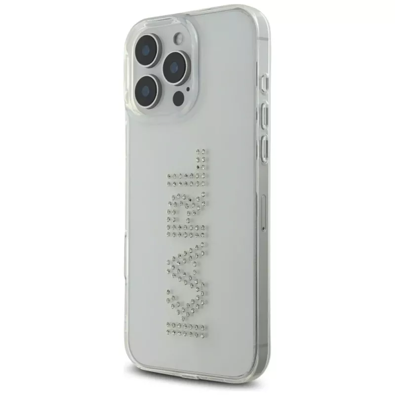 Karl Lagerfeld IML Rhinestones Logo Funda para iPhone 16 Pro, transparente