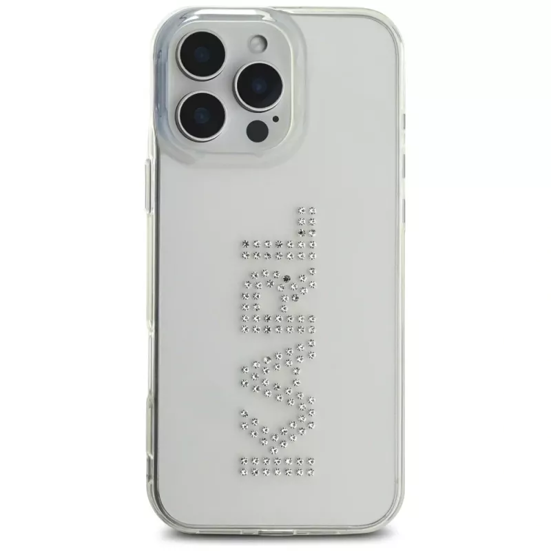 Karl Lagerfeld IML Rhinestones Logo Funda para iPhone 16 Pro, transparente