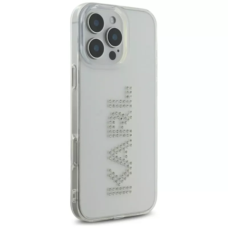 Karl Lagerfeld IML Rhinestones Logo Funda para iPhone 16 Pro, transparente