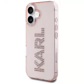 Karl Lagerfeld IML Rhinestones Logo Funda trasera para iPhone 16, rosa