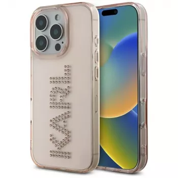 KARL LAGERFELD IML Rhinestones Logo Funda para iPhone 16 Pro rosa