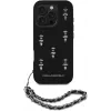 Karl Lagerfeld Saffiano Crystals with Chain funda trasera para iPhone 16 Pro, negro
