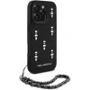 Karl Lagerfeld Saffiano Crystals with Chain funda trasera para iPhone 16 Pro, negro