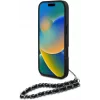 Karl Lagerfeld Saffiano Crystals with Chain funda trasera para iPhone 16 Pro, negro