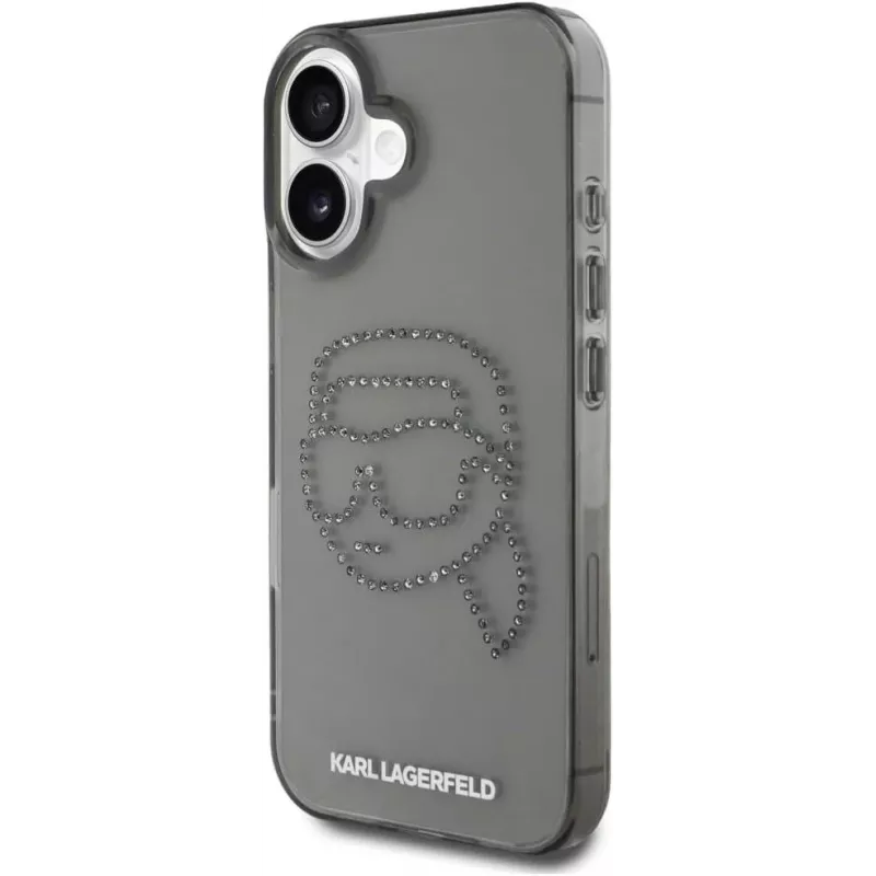 Karl Lagerfeld IML Rhinestones Karl Head Funda para iPhone 16 (negra)