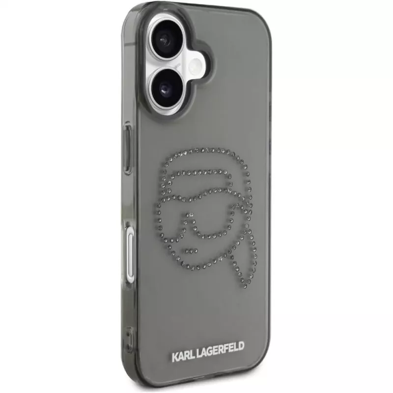 Karl Lagerfeld IML Rhinestones Karl Head Funda para iPhone 16 (negra)