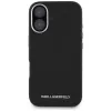 Karl Lagerfeld Saffiano FullWrapped Elongated Metal Logo Funda MagSafe para iPhone 16 negra