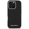 Karl Lagerfeld Saffiano Full Wrapped Elongated Metal Logo Funda MagSafe para iPhone 16 Pro negra