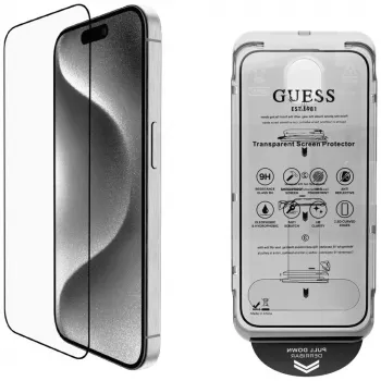 Guess BP Rhinestone Kit 2 en 1 de protector de pantalla y lente de cámara para iPhone 16 Pro Max oro